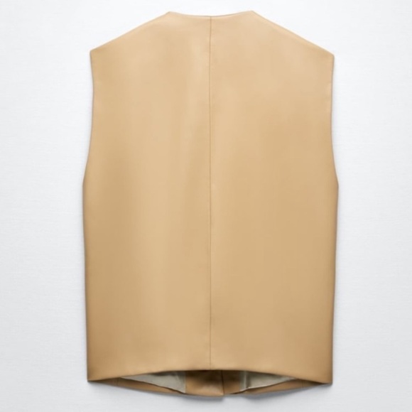 Zara woman Beige Faux Leather vest size lager new with tags - Picture 5 of 10